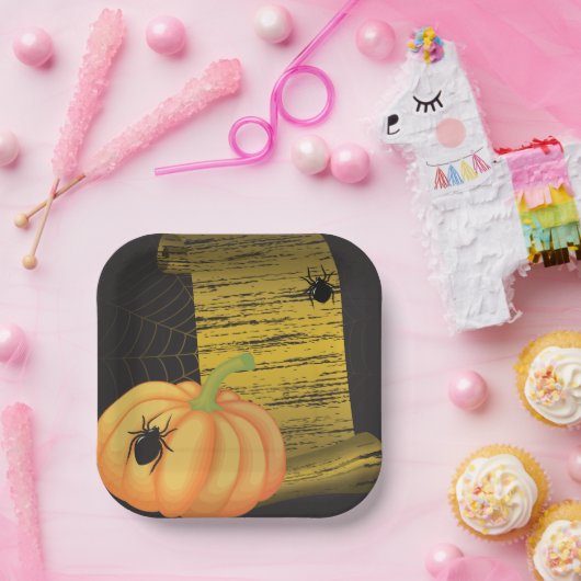 Assiettes En Carton Araignées Et Citrouilles (Fête)