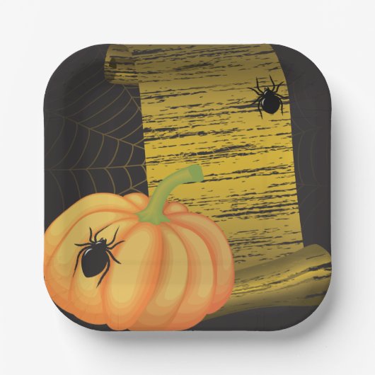 Assiettes En Carton Araignées Et Citrouilles (Recto)