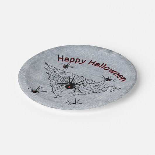 Assiettes En Carton Araignées noires veuves en Triangle Web Rustique B (Angle)