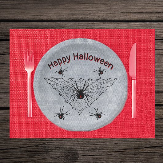 Assiettes En Carton Araignées noires veuves en Triangle Web Rustique B