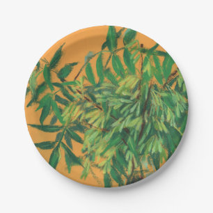 Assiettes En Carton Arbre à cendres, vert jaune verdure estivale art f
