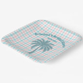 Assiettes En Carton Arbre à Palmiers Azur Rose à Carreaux Shower de Ma (Angulaire)