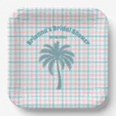 Assiettes En Carton Arbre à Palmiers Azur Rose à Carreaux Shower de Ma (Recto)