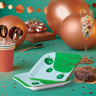 Assiettes En Carton Arbre à pomme verte
