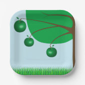 Assiettes En Carton Arbre à pomme verte (Recto)