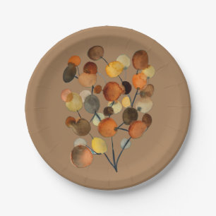 Assiettes En Carton Arbre Abstrait brun d'automne