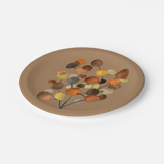 Assiettes En Carton Arbre Abstrait brun d'automne (Angle)