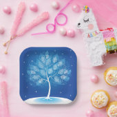 Assiettes En Carton Arbre Blanc Dans La Neige (Fête)