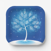 Assiettes En Carton Arbre Blanc Dans La Neige (Recto)