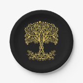 Assiettes En Carton Arbre Celtique Jaune (Devant)