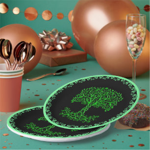 Assiettes En Carton Arbre Celtique Vert De Vie