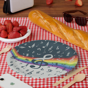 Assiettes En Carton Arbre Clé Vague Couleurs Arc-en-ciel
