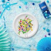 Assiettes En Carton Arbre coloré aquarelle (Fête)