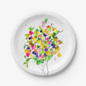 Assiettes En Carton Arbre coloré aquarelle (Devant)
