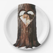 Assiettes En Carton Arbre creusé Souche de coeur Mariage rustique mini (Devant)