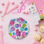 Assiettes En Carton Arbre d'art abstrait rose mignon (Fête)