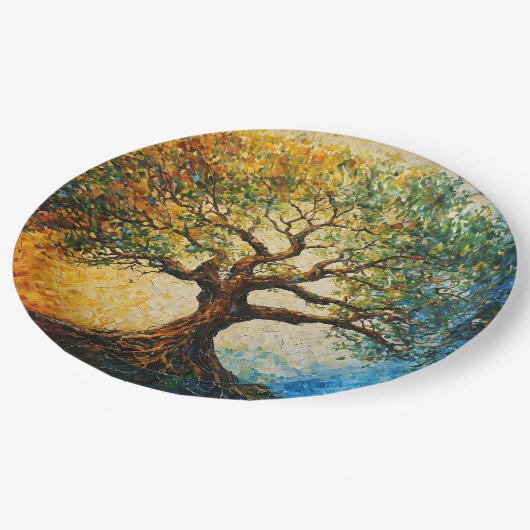 Assiettes En Carton Arbre de connaissances - Peinture à l'huile (Angle)