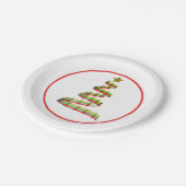 Assiettes En Carton Arbre de Noël Abstrait rouge, vert et or (Angle)