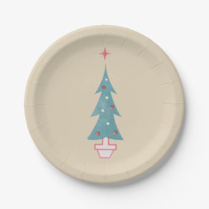 Assiettes En Carton Arbre de Noël Art Vintage des années 1950