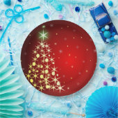 Assiettes En Carton Arbre de Noël avec des étoiles (Fête)