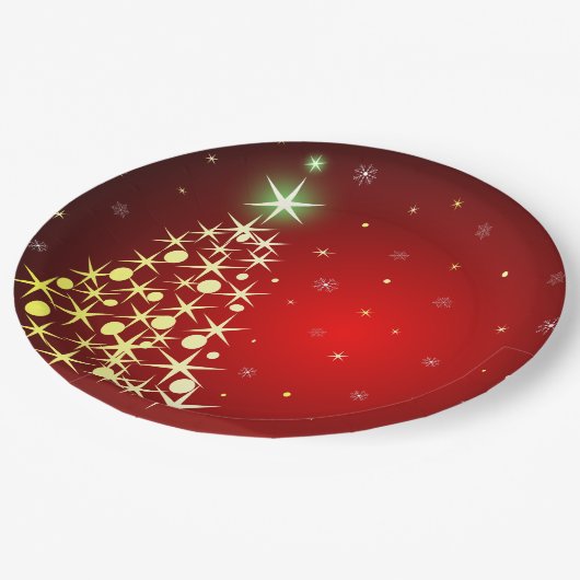 Assiettes En Carton Arbre de Noël avec des étoiles (Angle)