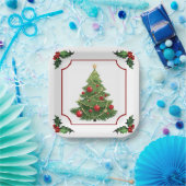 Assiettes En Carton Arbre de Noël avec Holly (Fête)