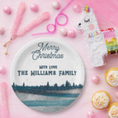 Assiettes En Carton Arbre de Noël avec neige Joyeux Noël (Fête)