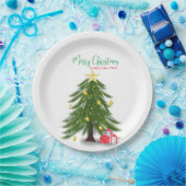 Assiettes En Carton Arbre de Noël avec plaque de papier cadeau rouge (Fête)