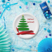 Assiettes En Carton Arbre de Noël avec ruban rouge (Fête)