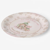 Assiettes En Carton Arbre de Noël Bébé Ours Fille Baby shower (Angle)