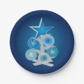 Assiettes En Carton Arbre de Noël bleu (Devant)