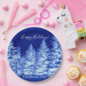 Assiettes En Carton Arbre de Noël bleu néon (Fête)