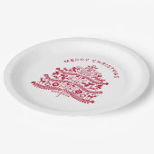 Assiettes En Carton Arbre de Noël d'art populaire scandinave rouge (Angle)