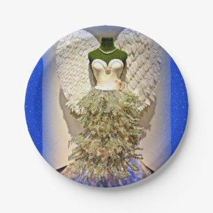 Assiettes En Carton Arbre de Noël de forme de robe de mannequin d'ang