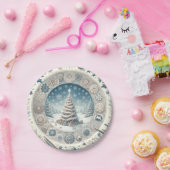 Assiettes En Carton Arbre de Noël d'hiver (Fête)