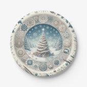 Assiettes En Carton Arbre de Noël d'hiver (Devant)