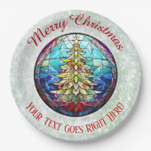 Assiettes En Carton Arbre de Noël en verre teinté Parties scintillant  (Devant)