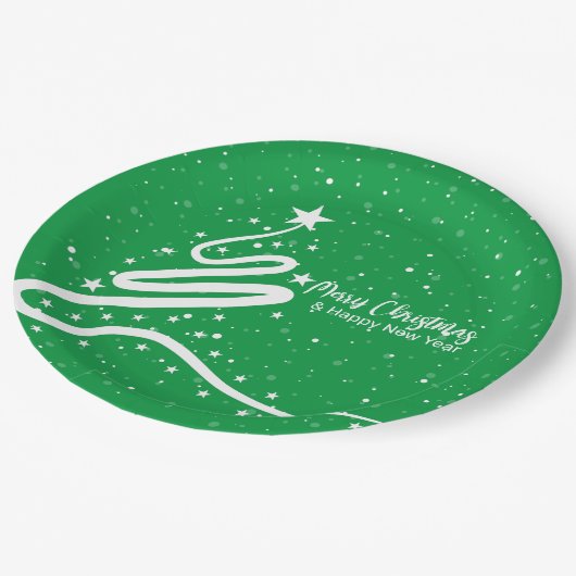 Assiettes En Carton Arbre de Noël et neige (Angle)