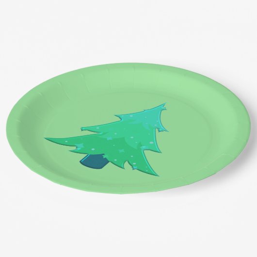 Assiettes En Carton Arbre de Noël étincelant (Angle)