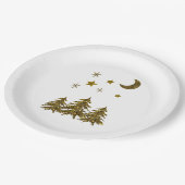 Assiettes En Carton Arbre de Noël étincelant, lune, étoiles (Angle)