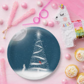 Assiettes En Carton Arbre de Noël étoilé et lune (Fête)