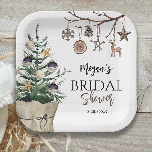 Assiettes En Carton Arbre de Noël | Fête des mariées d'hiver Boho