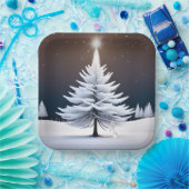 Assiettes En Carton Arbre De Noël Froide Avec Lapin (Fête)