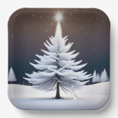 Assiettes En Carton Arbre De Noël Froide Avec Lapin (Recto)