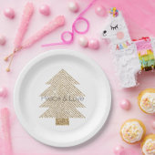 Assiettes En Carton Arbre de Noël Gold Glitzy Parties scintillant (Fête)