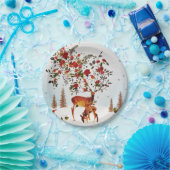 Assiettes En Carton Arbre de Noël Inséparable hiver Aquarelle (Fête)