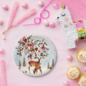 Assiettes En Carton Arbre de Noël Inséparable hiver Aquarelle (Fête)