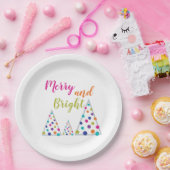 Assiettes En Carton Arbre de Noël joyeux et lumineux (Fête)