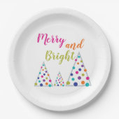 Assiettes En Carton Arbre de Noël joyeux et lumineux (Devant)