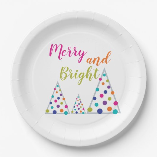 Assiettes En Carton Arbre de Noël joyeux et lumineux (Devant)